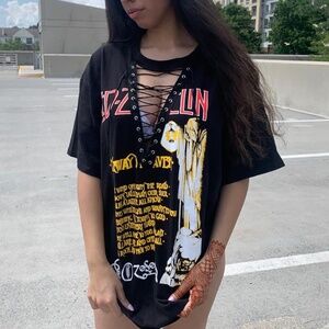 led zeppelin lace up top